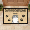 Mantenga La Puerta Cerrada Spanish - Funny Personalized Cat Decorative Mat (WT)