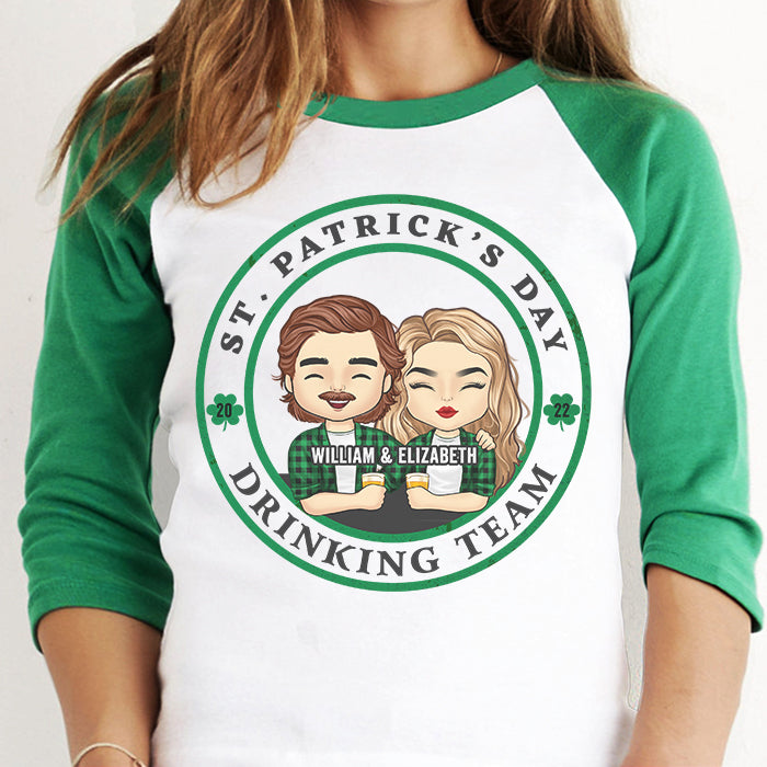 Be Careful! We're The Best Drinking Team - Gift For Couples, Husband Wife, Personalized St. Patrick's Day Unisex Raglan Shirt