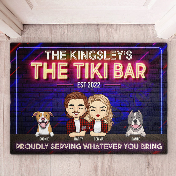 Proudly Serving Whatever You Bring - Gift For Couples, Husband Wife, Personalized Decorative Mat