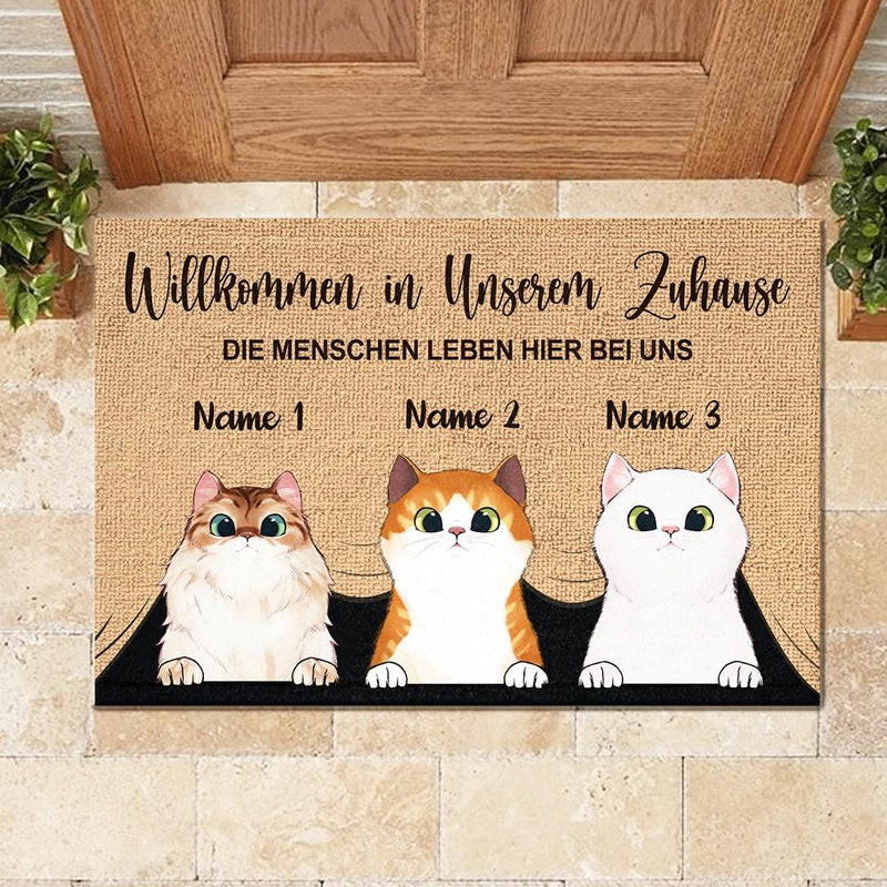 Willkommen in meinem Zuhause German - Funny Personalized Cat Decorative Mat (WT)