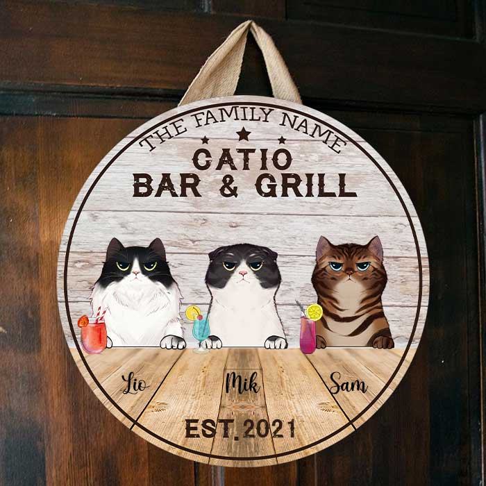 Catio Bar & Grill - Funny Personalized Cat Door Sign
