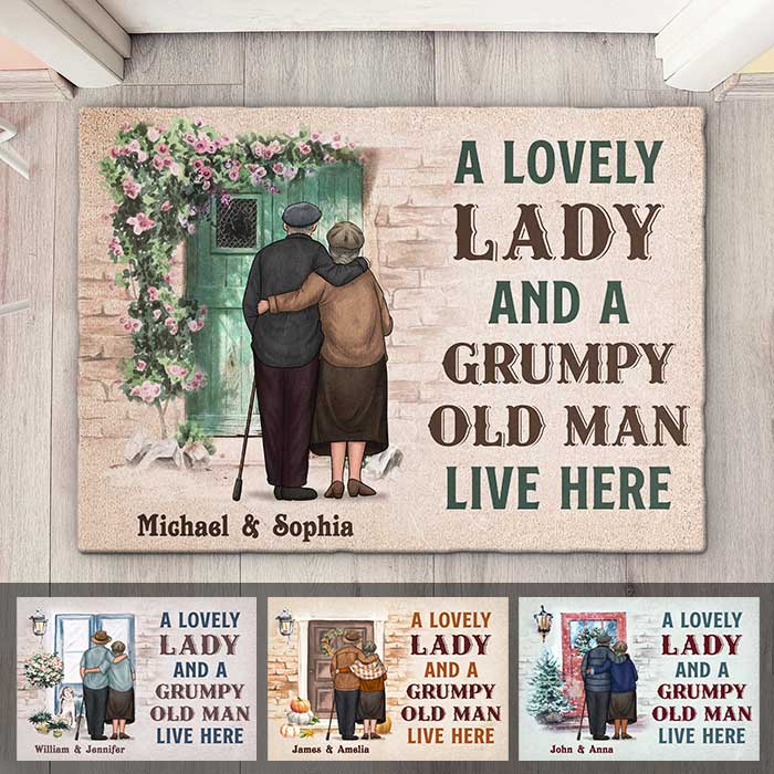 A Lovely Couple Live Here - Personalized Decorative Mat - Gift For Couples, Husband Wife