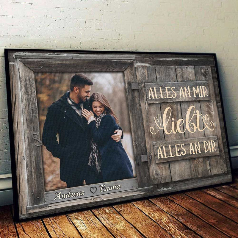 Alles An Mir Liebt Alles An Dir - Upload Image, Gift For Couples, Husband Wife - Personalized Horizontal Poster German
