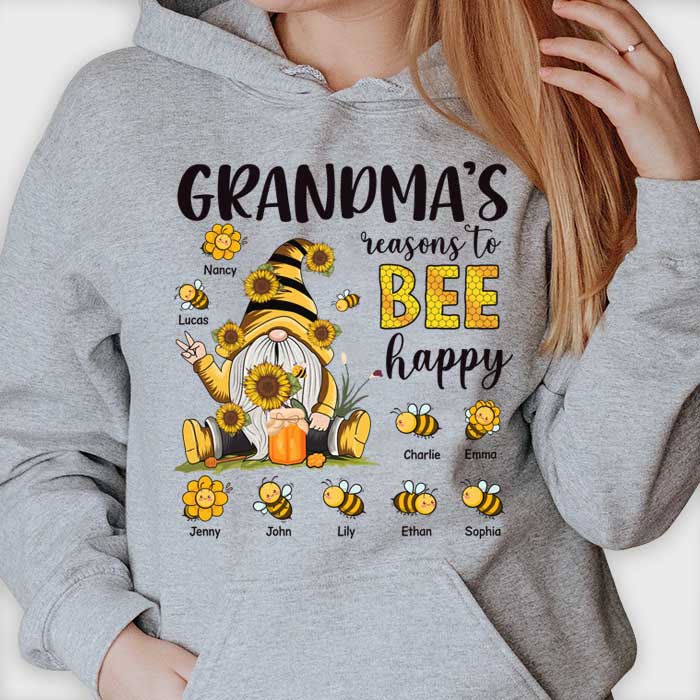 Grandma's Reasons To Bee Happy - Gift For Grandma, Personalized Unisex T-shirt, Hoodie