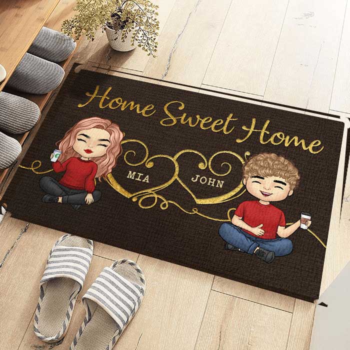 Home Sweet Home - Gift For Couples, Husband Wife - Personalized Decorative Mat