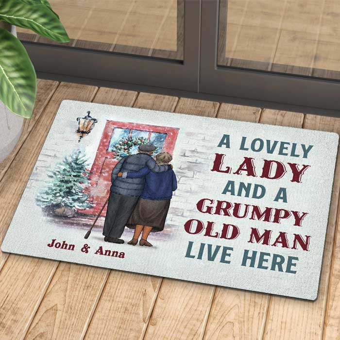 A Lovely Couple Live Here - Personalized Decorative Mat - Gift For Couples, Husband Wife