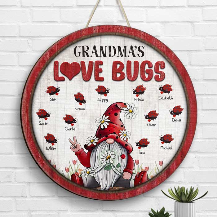 Grandma's Love Bugs - Gift For Grandma, Personalized Wood Sign