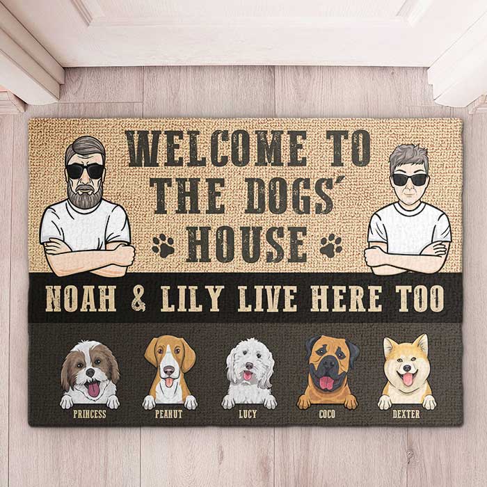 Welcome To The Dogs House, Husband And Wife - Personalized Decorative Mat
