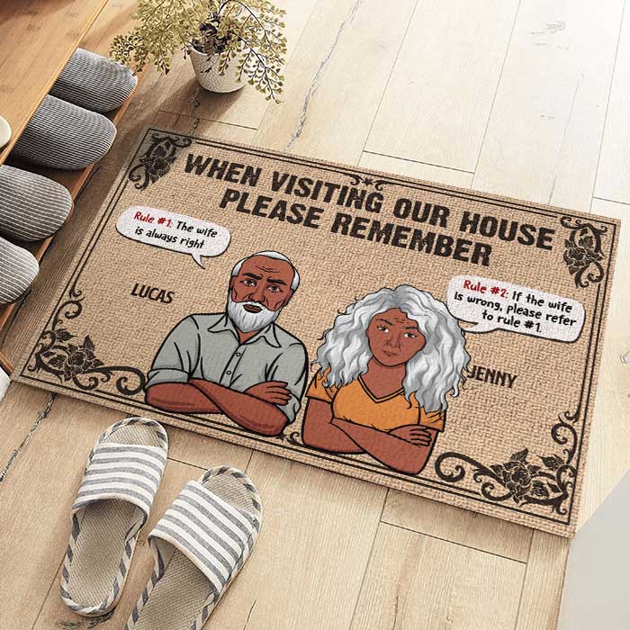 The Wife Is Always Right, House Rules - Gift For Couples, Personalized Decorative Mat