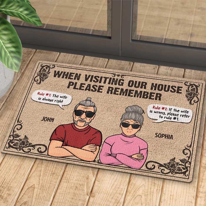 The Wife Is Always Right, House Rules - Gift For Couples, Personalized Decorative Mat