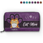 Happy Being Fur Mom - Dog & Cat Personalized Custom Leather Long Wallet - Gift For Mom, Cat Lovers