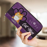 Happy Being Fur Mom - Dog & Cat Personalized Custom Leather Long Wallet - Gift For Mom, Cat Lovers