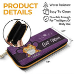 Happy Being Fur Mom - Dog & Cat Personalized Custom Leather Long Wallet - Gift For Mom, Cat Lovers