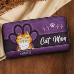 Happy Being Fur Mom - Dog & Cat Personalized Custom Leather Long Wallet - Gift For Mom, Cat Lovers