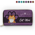 Happy Being Fur Mom - Dog & Cat Personalized Custom Leather Long Wallet - Gift For Mom, Cat Lovers