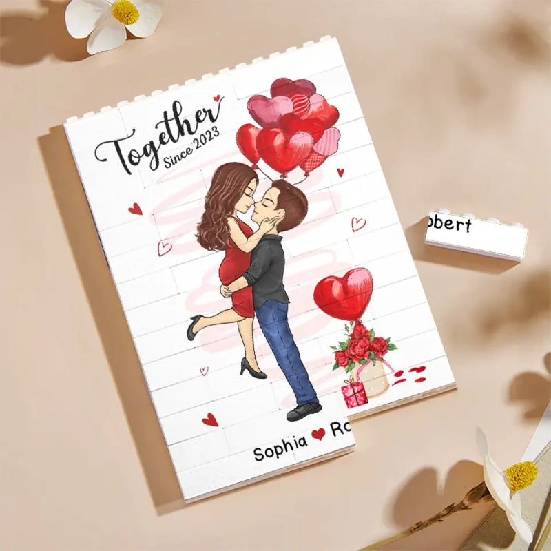 Custom Vertical Rectangle Shaped Building Brick Blocks - Personalized Anniversary Wedding Gifts For Husband And Wife, Him And Her - I Love You Forever