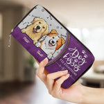 Dog Kisses Fix Everything - Dog & Cat Personalized Custom Leather Long Wallet - Gift For Dog Lovers