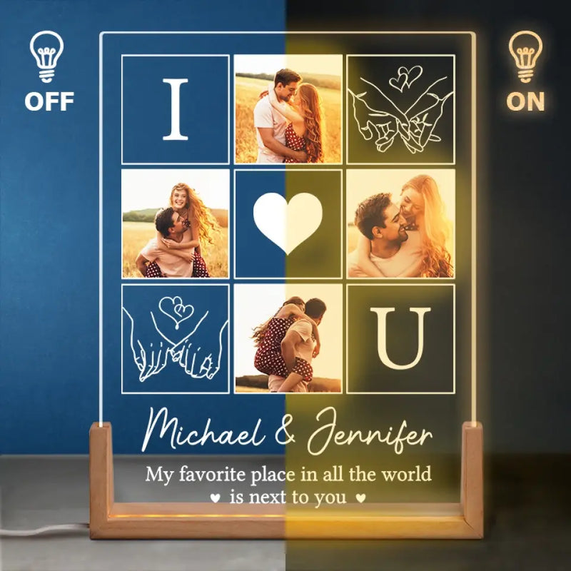 Custom Photo You Are My Favorite One - Couple Personalized Custom Shaped 3D LED Walnut Night Light - Gift For Husband Wife, Anniversary