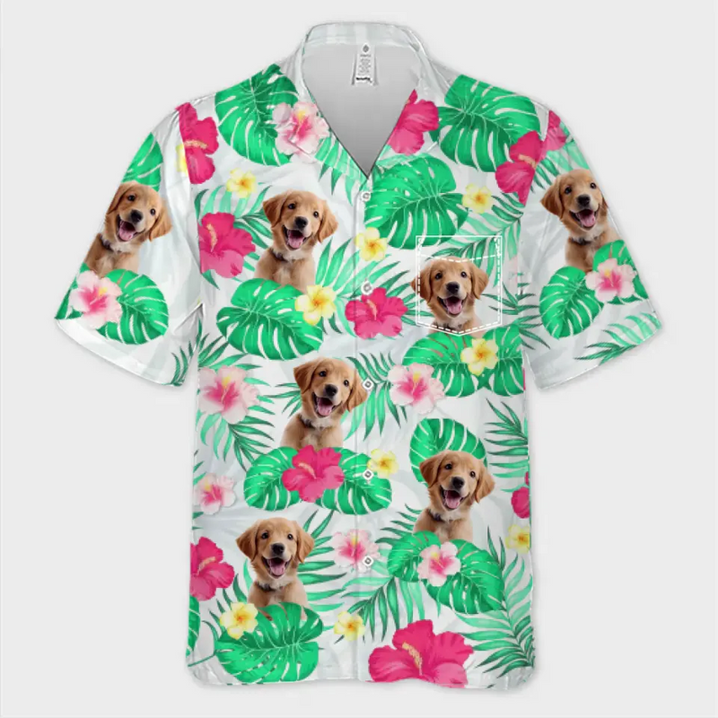 Custom Photo It's Summer Time - Dog & Cat Personalized Custom Unisex Tropical Hawaiian Aloha Shirt - Summer Vacation Gift, Gift For Pet Owners, Pet Lovers
