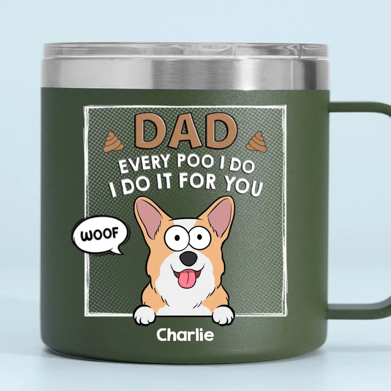 Pets Leave Paw Prints On Your Heart - Dog & Cat Personalized Custom 14oz Stainless Steel Tumbler With Handle - Gift For Pet Owners, Pet Lovers