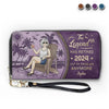 The Legend Has Retired, It's Not My Problem Anymore - Personalized Custom Leather Long Wallet -  Appreciation, Retirement Gift For Coworkers, Work Friends, Colleagues