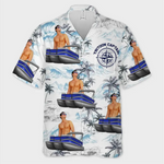 Custom Photo Sailing Into Serenity - Family Personalized Custom Unisex Tropical Hawaiian Aloha Shirt - Gift For Boat Captains, Pontoon Lovers