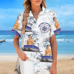 Custom Photo Sailing Into Serenity - Family Personalized Custom Unisex Tropical Hawaiian Aloha Shirt - Gift For Boat Captains, Pontoon Lovers