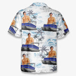 Custom Photo Sailing Into Serenity - Family Personalized Custom Unisex Tropical Hawaiian Aloha Shirt - Gift For Boat Captains, Pontoon Lovers
