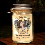 Custom Photo Forever In Our Hearts - Memorial Personalized Custom Mason Jar Light - Sympathy Gift For Family