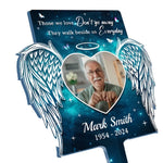 Custom Photo Those We Love Don't Go Away - Memorial Personalized Custom Stain Glass Style Acrylic Garden Stake - Sympathy Gift For Family