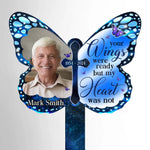 Custom Photo Your Wings Were Ready But My Heart Was Not - Memorial Personalized Custom Stain Glass Style Acrylic Garden Stake - Sympathy Gift For Family