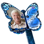Custom Photo Your Wings Were Ready But My Heart Was Not - Memorial Personalized Custom Stain Glass Style Acrylic Garden Stake - Sympathy Gift For Family