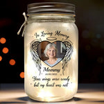 Custom Photo Forever In Our Hearts - Memorial Personalized Custom Mason Jar Light - Sympathy Gift For Family