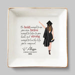 Dream Big And Just Go For It - Family Personalized Custom Jewelry Dish - Graduation Gift For Daughter, Sisters, Granddaughter