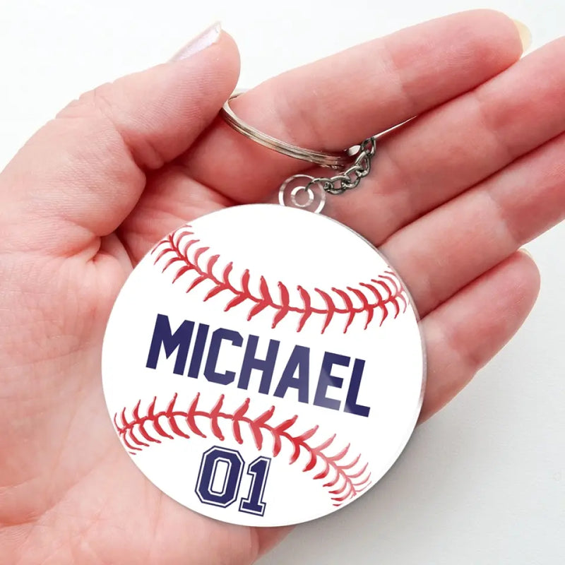 Motivation Is What Gets You Started - Family Personalized Custom Shaped Acrylic Keychain - Gift For Baseball Players, Coaches, Teammates