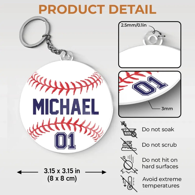 Motivation Is What Gets You Started - Family Personalized Custom Shaped Acrylic Keychain - Gift For Baseball Players, Coaches, Teammates