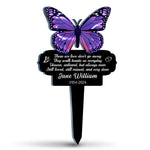 Those We Love Don't Go Away - Memorial Personalized Custom Stain Glass Style Acrylic Garden Stake - Sympathy Gift For Family