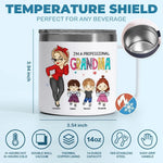 I'm Not Retired, I'm A Professional Grandma - Family Personalized Custom 14oz Stainless Steel Tumbler With Handle - Gift For Grandma, Grandparent