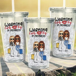 Warning In Our Girls Trip Era - Bestie Personalized Custom Clear Acrylic Tumbler - Summer Vacation Gift For Best Friends, Sisters
