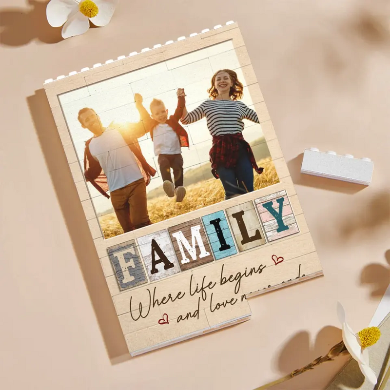 Custom Photo Together We Have It All - Family Personalized Custom Vertical Rectangle Shaped Building Brick Blocks - Gift For Family