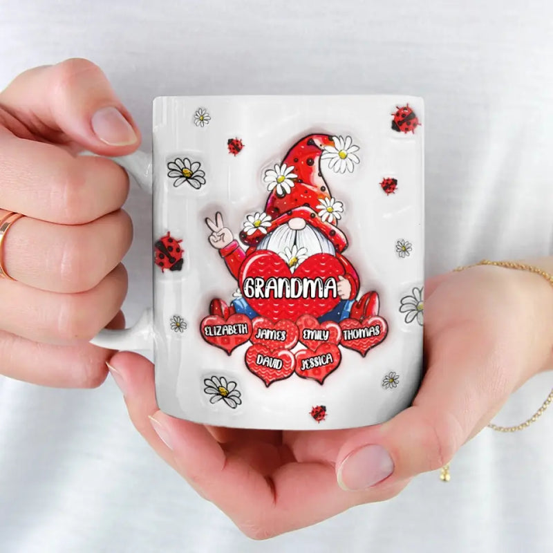 Keep You In My Heart - Family Personalized Custom 3D Inflated Effect Printed Mug - Gift For Grandma