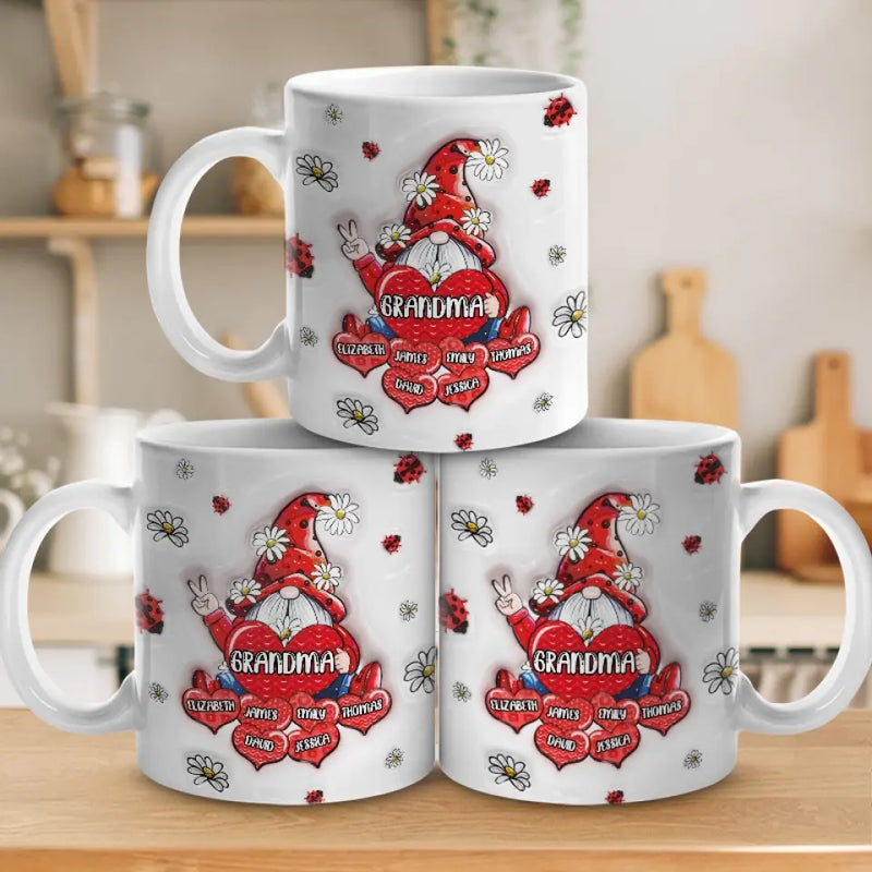 Keep You In My Heart - Family Personalized Custom 3D Inflated Effect Printed Mug - Gift For Grandma
