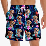 Custom Photo Happy Times And Good Sunshine - Dog & Cat Personalized Custom Tropical Hawaiian Aloha Men Beach Shorts - Summer Vacation Gift, Birthday Party Gift For Dog Lovers