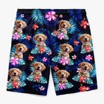 Custom Photo Happy Times And Good Sunshine - Dog & Cat Personalized Custom Tropical Hawaiian Aloha Men Beach Shorts - Summer Vacation Gift, Birthday Party Gift For Dog Lovers
