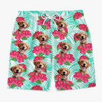 Custom Photo Let The Summer Begin - Dog & Cat Personalized Custom Tropical Hawaiian Aloha Men Beach Shorts - Summer Vacation Gift, Birthday Party Gift For Dog Lovers