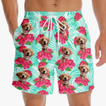 Custom Photo Let The Summer Begin - Dog & Cat Personalized Custom Tropical Hawaiian Aloha Men Beach Shorts - Summer Vacation Gift, Birthday Party Gift For Dog Lovers