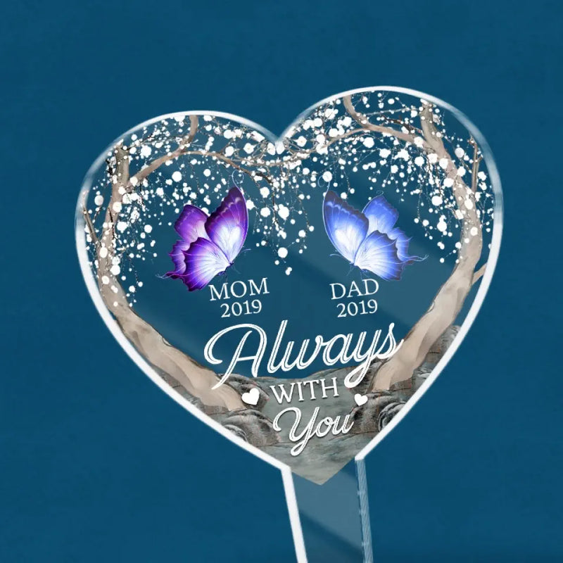 Your Light Will Always Shine In My Heart - Memorial Personalized Custom Stain Glass Style Acrylic Garden Stake - Sympathy Gift For Family Members