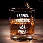 The Man, The Myth, The Whiskey Legend - Family Personalized Custom Whiskey Glass - Gift For Husband, Dad, Grandpa