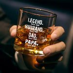 The Man, The Myth, The Whiskey Legend - Family Personalized Custom Whiskey Glass - Gift For Husband, Dad, Grandpa