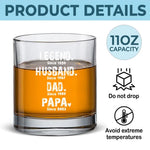 The Man, The Myth, The Whiskey Legend - Family Personalized Custom Whiskey Glass - Gift For Husband, Dad, Grandpa